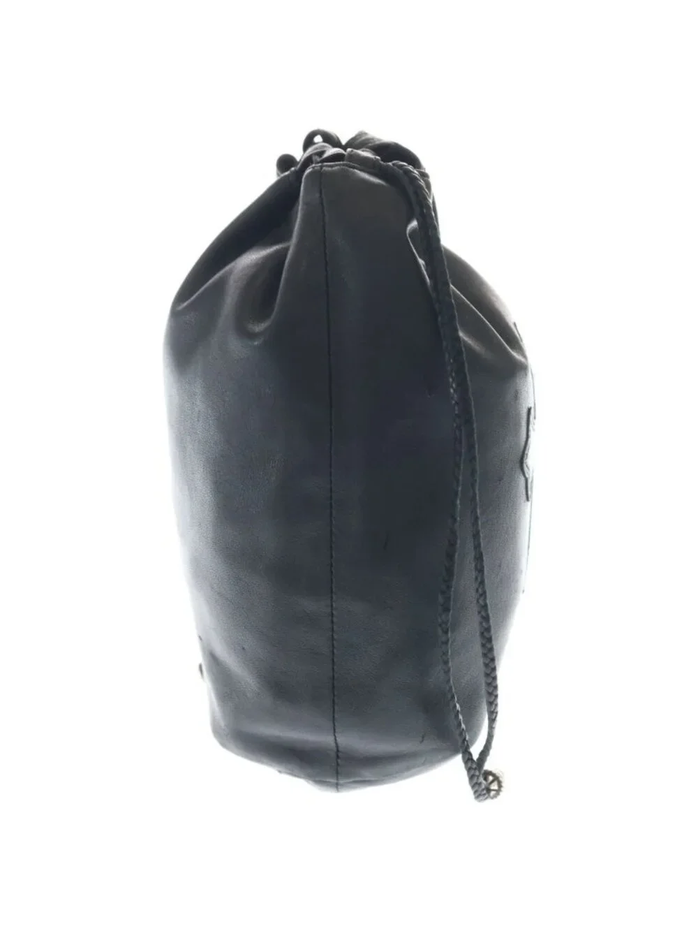 Chrome Hearts Drw Strng Sack Crs Patch Cross Drawstring Sac Leather Handbag